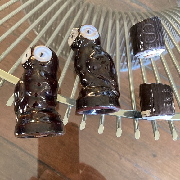 Vintage MCM Japan 2 sets of salt and pepper shakers owl figurines and trees - Picture 5 of 13
